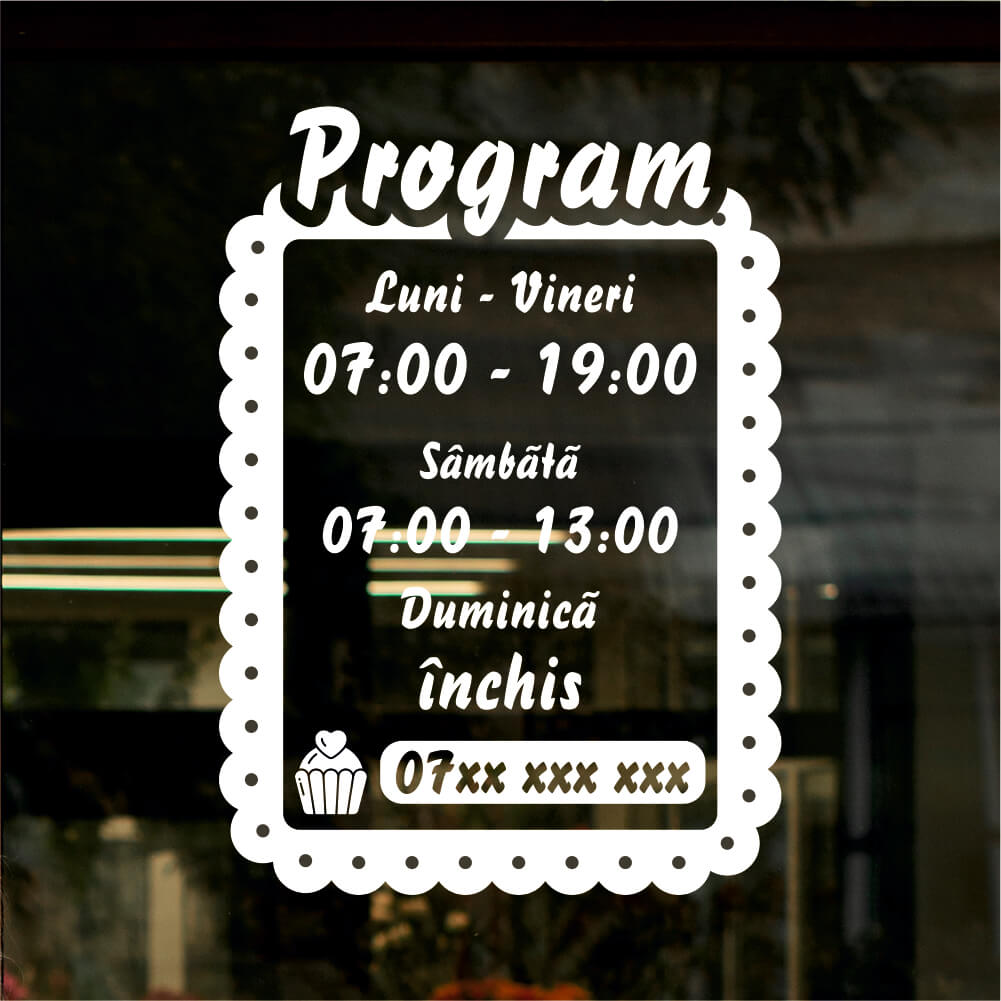 Sticker program de funcționare - Model cu ramă festonată