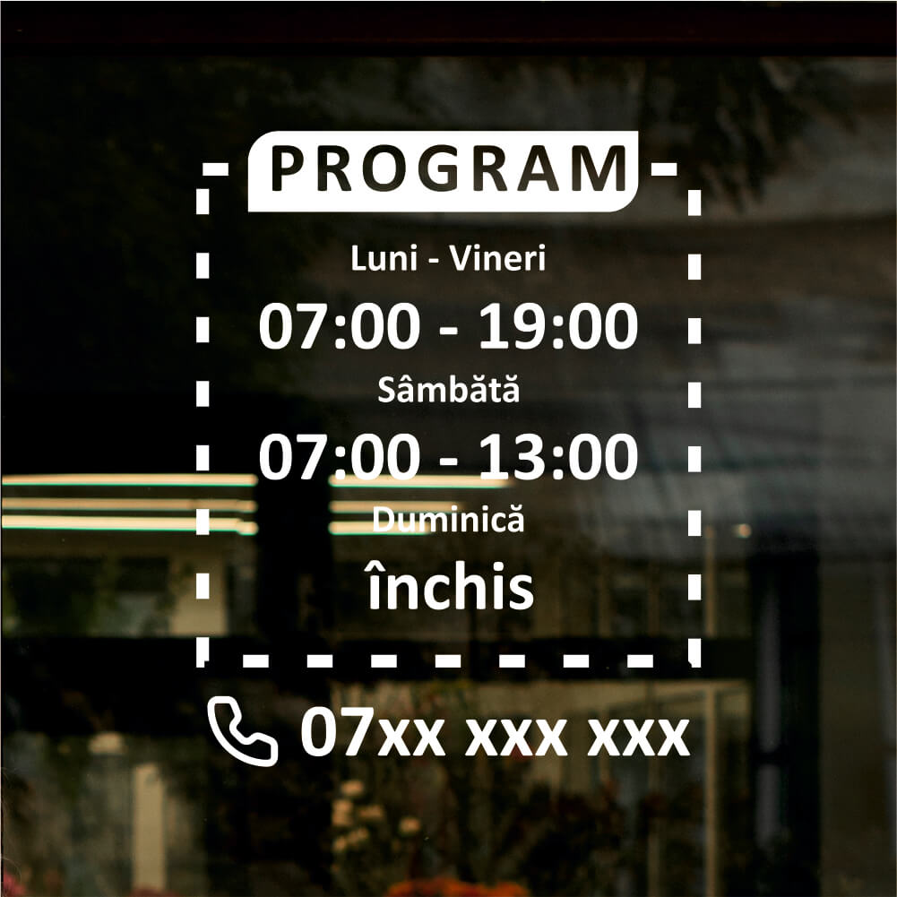 Sticker program de funcționare - Model cu ramă punctată
