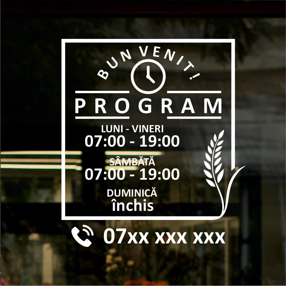 Sticker program de funcționare - Model cu spic