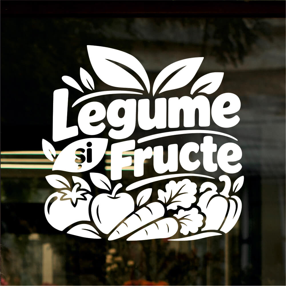 Sticker vitrină geam - Legume și Fructe