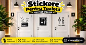 Stickere Pentru Toaletă cu efect ordonat Stickere decorative moderne pentru uși și spații comerciale design elegant aplicare ușoară pe pereți și suprafețe netede